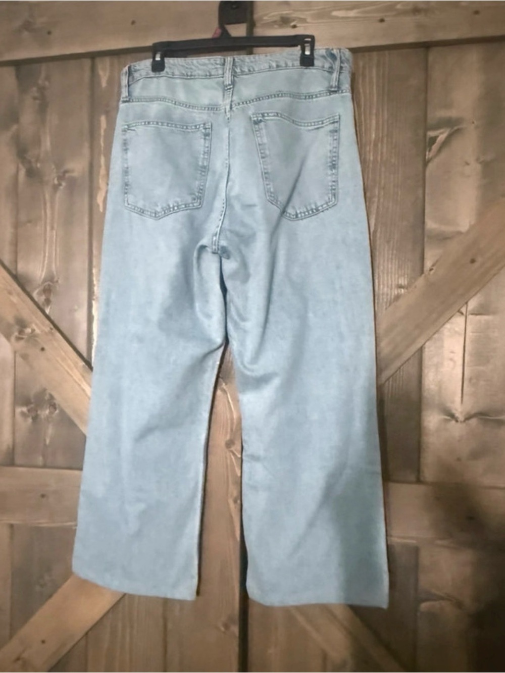 Zara Light Denim Wide-Leg Rhinestone Jeans - Picture 4 of 5